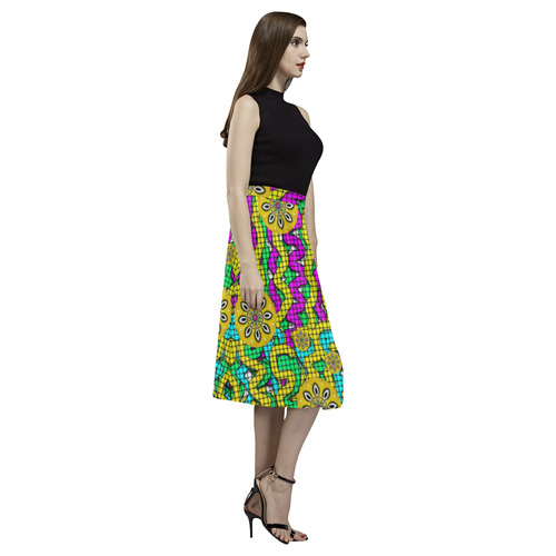 Merry happy festive flowers of love Aoede Crepe Skirt (Model D16)