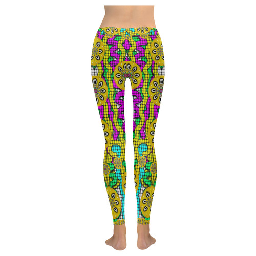 Merry happy festive flowers of love Women's Low Rise Leggings (Invisible Stitch) (Model L05)