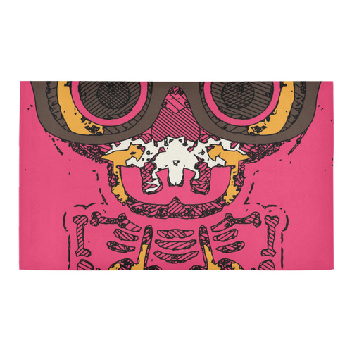 funny skull and bone graffiti drawing in orange brown and pink Azalea Doormat 30" x 18" (Sponge Material)