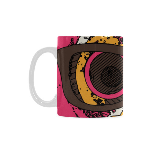 funny skull and bone graffiti drawing in orange brown and pink White Mug(11OZ)