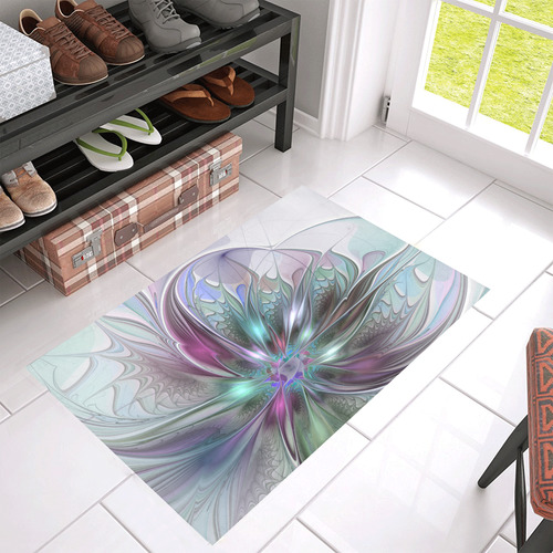 Colorful Fantasy Abstract Modern Fractal Flower Azalea Doormat 30" x 18" (Sponge Material)