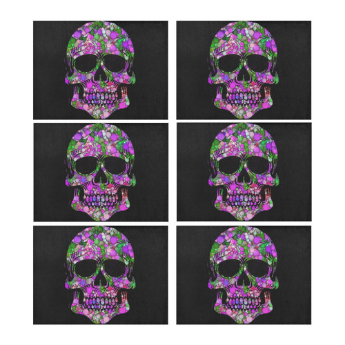 Awesome Bubble Skull B by JamColors Placemat 14’’ x 19’’ (Six Pieces)