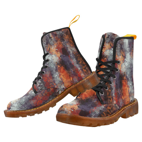 psychedelic geometric polygon shape pattern abstract in orange brown red black Martin Boots For Women Model 1203H