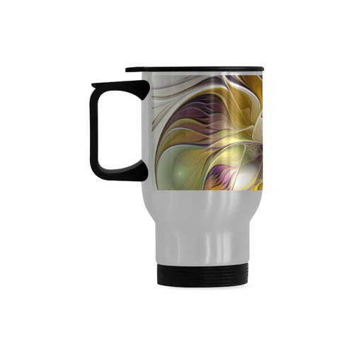 Abstract Colorful Fantasy Flower Modern Fractal Travel Mug (Silver) (14 Oz)