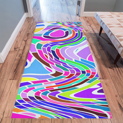 Abstract Pop Colorful Swirls Area Rug 9'6''x3'3''