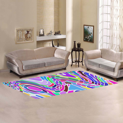 Abstract Pop Colorful Swirls Area Rug 9'6''x3'3''