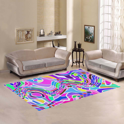 Abstract Pop Colorful Swirls Area Rug7'x5'