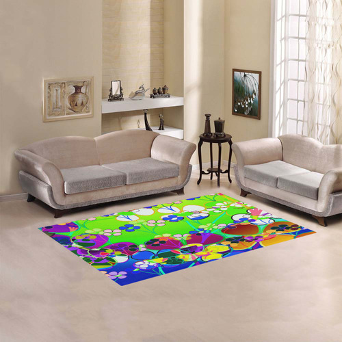 Abstract Pop Neon Flowers Area Rug 5'x3'3''