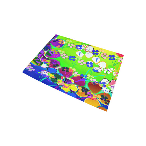 Abstract Pop Neon Flowers Area Rug 5'3''x4'
