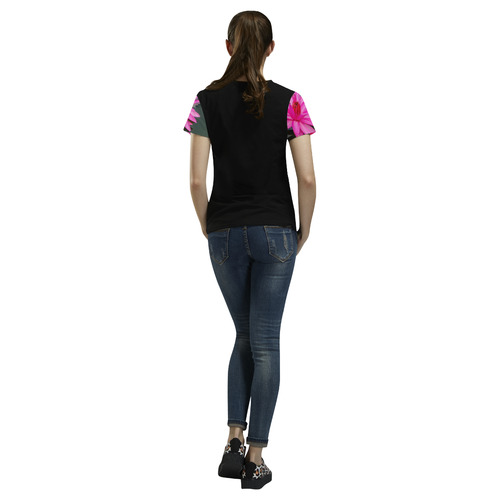 Signature Pink Lotus Yoga Tee All Over Print T-Shirt for Women (USA Size) (Model T40)