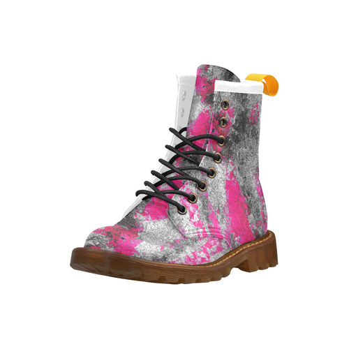 vintage psychedelic painting texture abstract in pink and black with noise and grain High Grade PU Leather Martin Boots For Men Model 402H