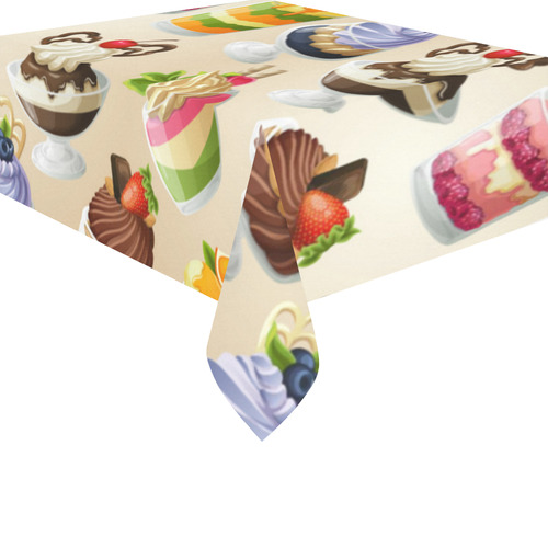 Delicious Desserts Ice Cream Chocolate Cotton Linen Tablecloth 52"x 70"