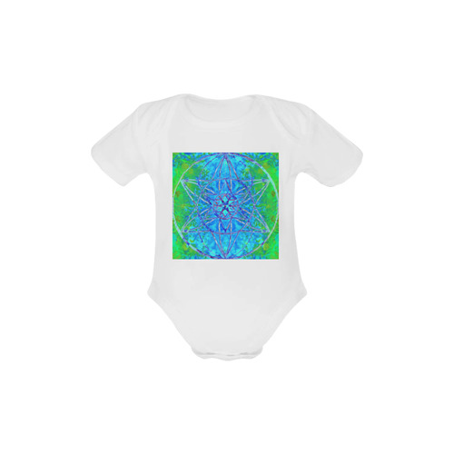 protection in nature colors-teal, blue and green Baby Powder Organic Short Sleeve One Piece (Model T28)