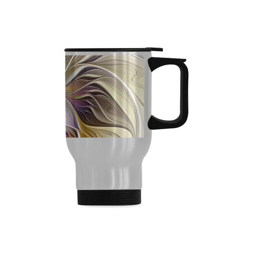Abstract Colorful Fantasy Flower Modern Fractal Travel Mug (Silver) (14 Oz)