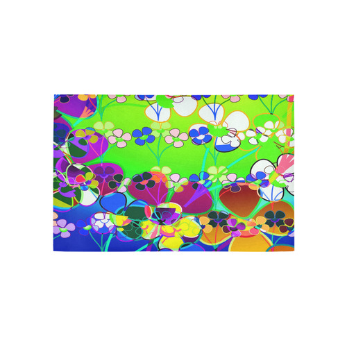 Abstract Pop Neon Flowers Area Rug 5'x3'3''
