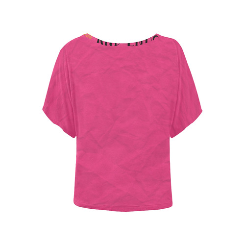 Everyday_starts_with_a_coffee_pink teal-PNG Women's Batwing-Sleeved Blouse T shirt (Model T44)