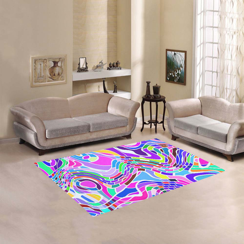 Abstract Pop Colorful Swirls Area Rug 5'3''x4'