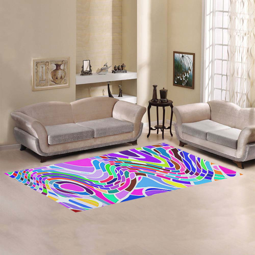 Abstract Pop Colorful Swirls Area Rug 7'x3'3''