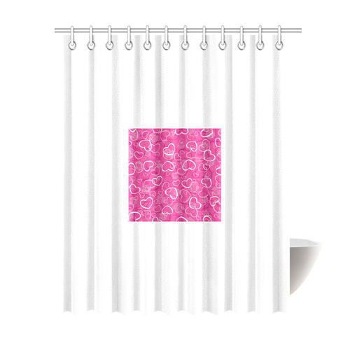 heart background pink Shower Curtain 69"x84"