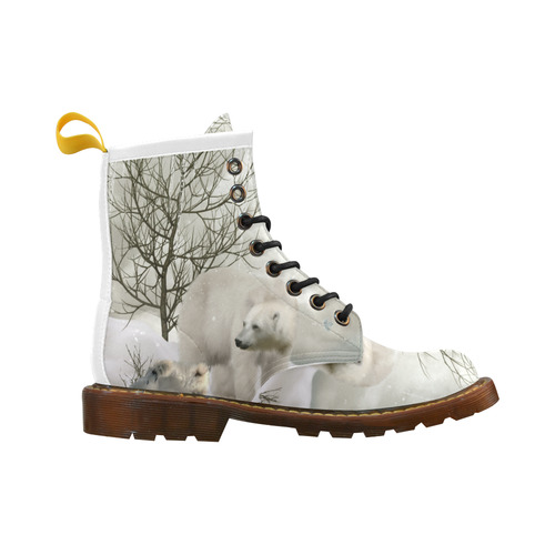 Awesome polar bear High Grade PU Leather Martin Boots For Men Model 402H