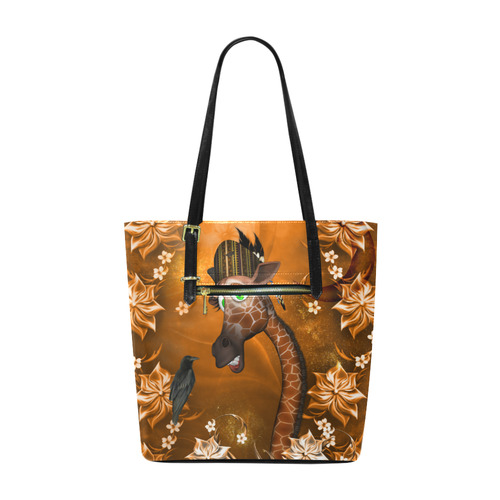 Funny giraffe with feathers Euramerican Tote Bag/Small (Model 1655)