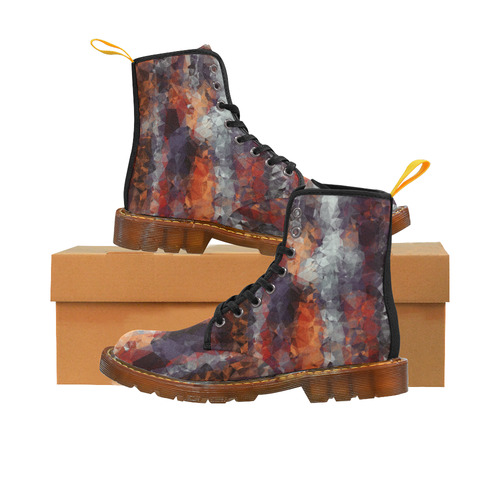 psychedelic geometric polygon shape pattern abstract in orange brown red black Martin Boots For Women Model 1203H