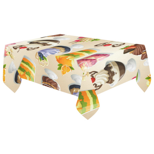 Delicious Desserts Ice Cream Chocolate Cotton Linen Tablecloth 60"x 104"