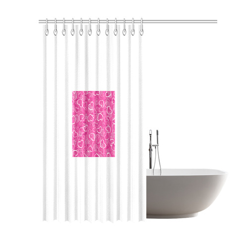 heart background pink Shower Curtain 69"x84"