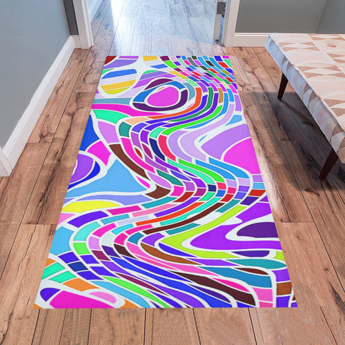 Abstract Pop Colorful Swirls Area Rug 7'x3'3''