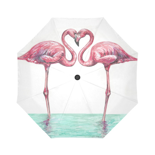 Flamingos in love Auto-Foldable Umbrella (Model U04)