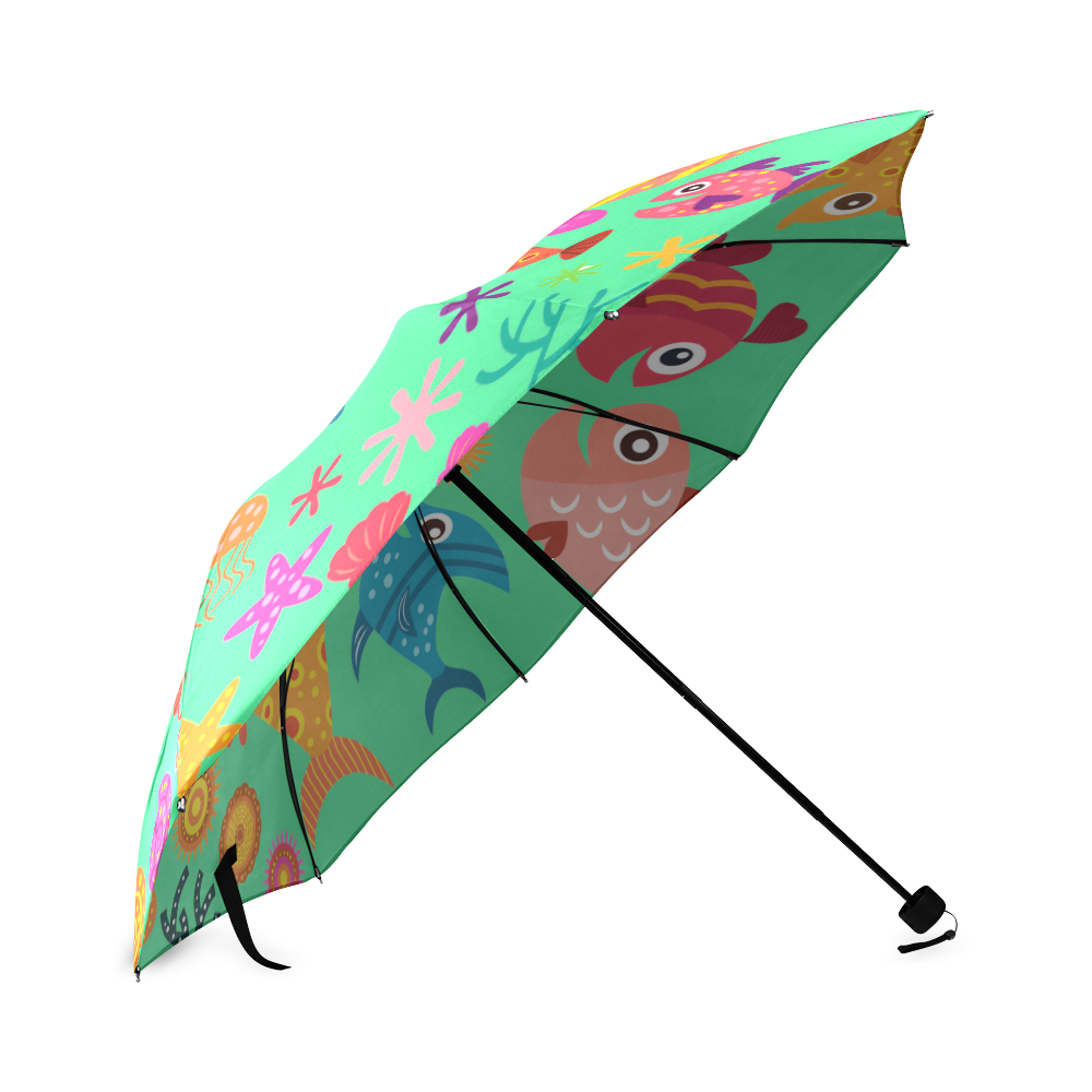 Cute Fish Jellyfish Seashells Crab Foldable Umbrella (Model U01) ID