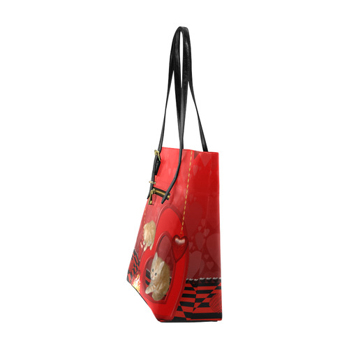 Cute kitten with hearts Euramerican Tote Bag/Small (Model 1655)