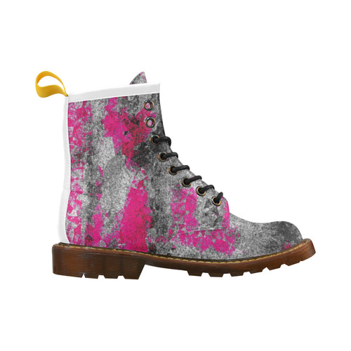 vintage psychedelic painting texture abstract in pink and black with noise and grain High Grade PU Leather Martin Boots For Men Model 402H