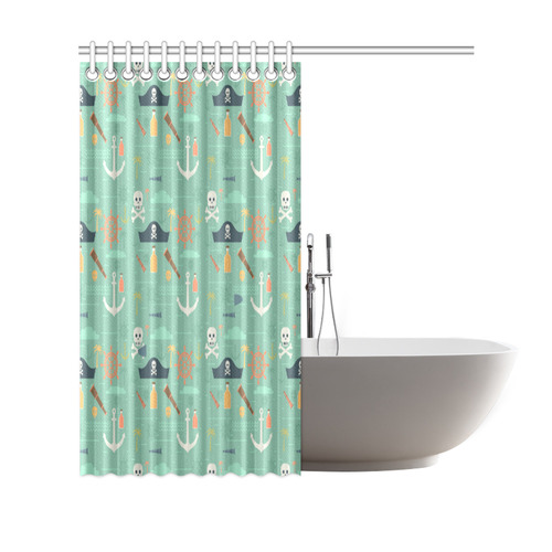 Pirate Skull Crossbones Anchor Rum Palm Tree Shower Curtain 69"x70"