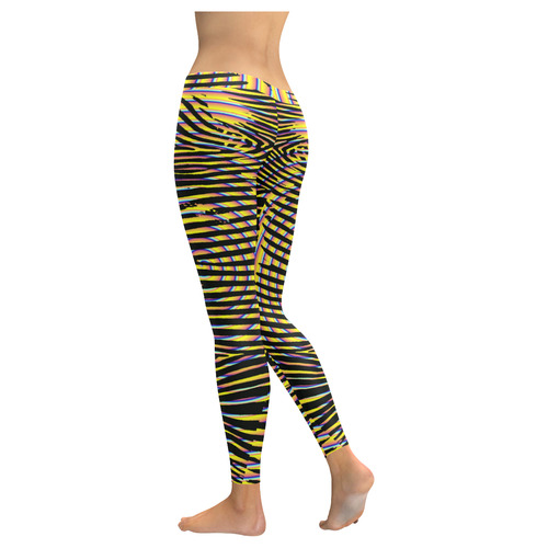 Gold stripes Women's Low Rise Leggings (Invisible Stitch) (Model L05)