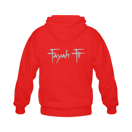 Fayah Fit Red Gildan Full Zip Hooded Sweatshirt (Model H02)