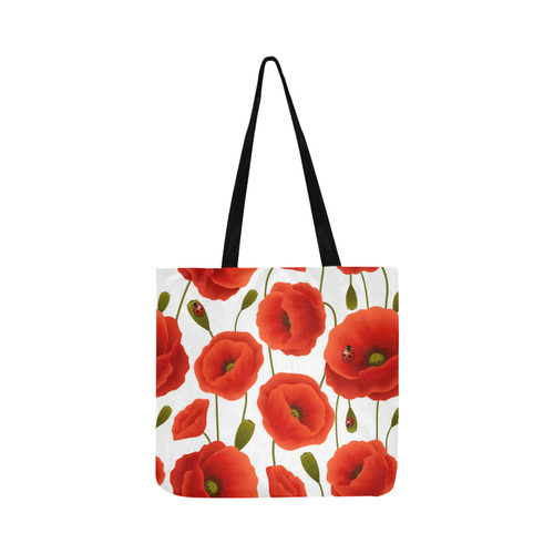 Red Poppies Ladybugs Floral Reusable Shopping Bag Model 1660 (Two sides)