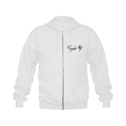 Fayah Fit White Gildan Full Zip Hooded Sweatshirt (Model H02)