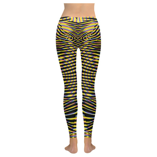 Gold stripes Women's Low Rise Leggings (Invisible Stitch) (Model L05)