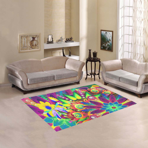 Abstract Pop Neon Fantasy Area Rug 5'3''x4'