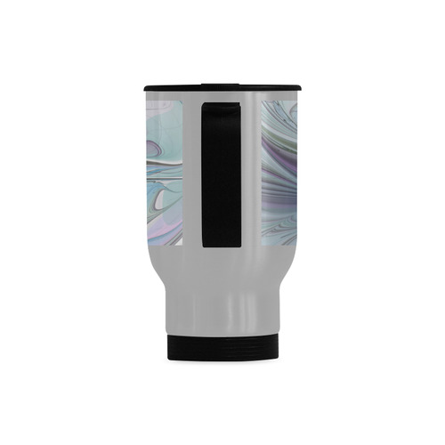 Colorful Fantasy Abstract Modern Fractal Flower Travel Mug (Silver) (14 Oz)