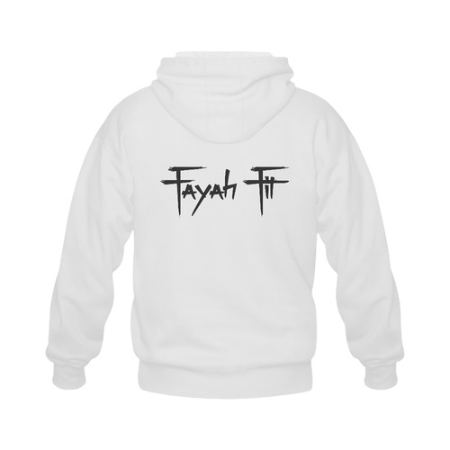 Fayah Fit White Gildan Full Zip Hooded Sweatshirt (Model H02)