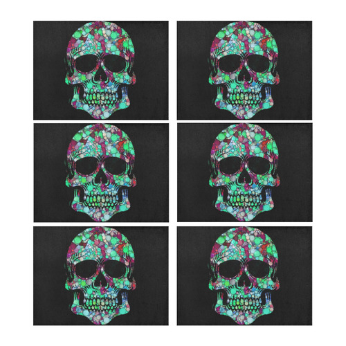 Awesome Bubble Skull C by JamColors Placemat 14’’ x 19’’ (Set of 6)