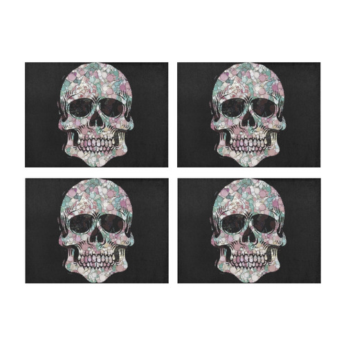 Awesome Bubble Skull F by JamColors Placemat 14’’ x 19’’ (Four Pieces)