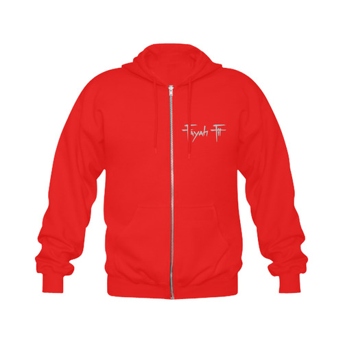 Fayah Fit Red Gildan Full Zip Hooded Sweatshirt (Model H02)