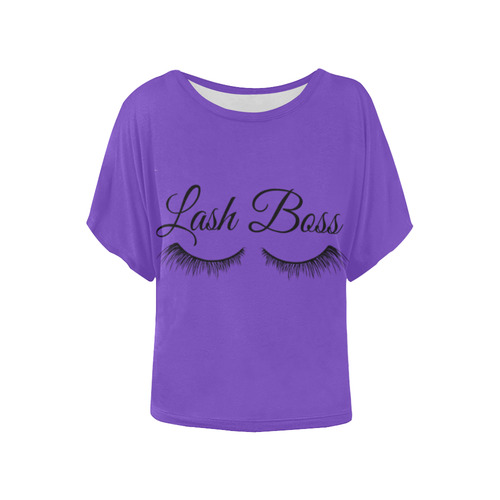 Lash Boss purple Women's Batwing-Sleeved Blouse T shirt (Model T44)
