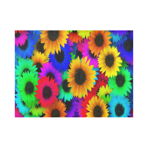 Neon Rainbow Pop Sunflowers Placemat 14’’ x 19’’ (Set of 2)