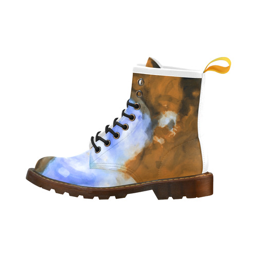 rusty psychedelic splash painting texture abstract background in blue and brown High Grade PU Leather Martin Boots For Men Model 402H