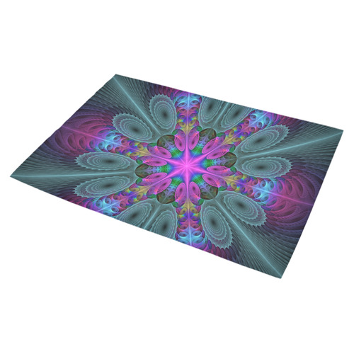 Mandala From Center Colorful Fractal Art With Pink Azalea Doormat 30" x 18" (Sponge Material)