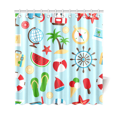 Travel Beach Summer Fun Shower Curtain, World Traveler Shower Curtain